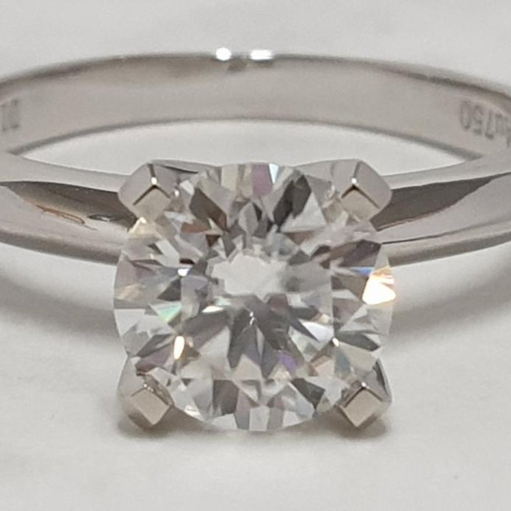 1 Ct Round Knife Edge 4 Prong Solitiare Ring 18k